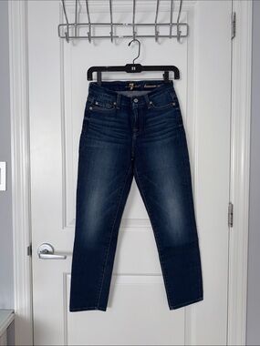 7 For All Mankind Dark Blue Kimmie Crop Skinny Jeans